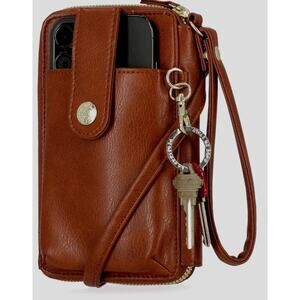 MUNDI Jacqui Crossbody RFID Blocking Phone Vegan Leather Wallet MSRP $44 Brown